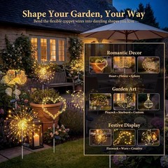 150 LED Solar Firework Lights Outdoor Waterproof Path Lawn Garden Decor Lamp
