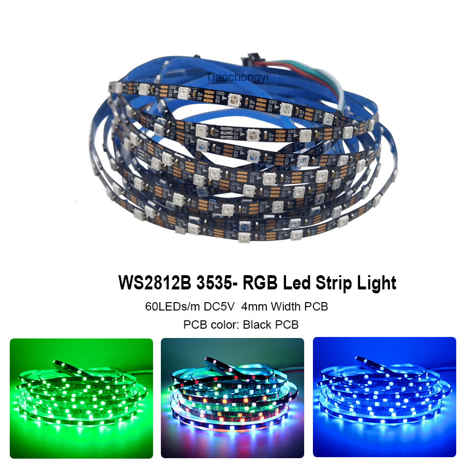 DC 5V WS2812 RGB LED strip light 4mm 5mm 7.2mm width PCB WS2812B IC Addressable