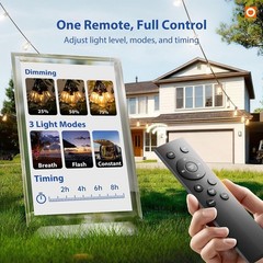 50FT Outdoor String Lights ST38 LED with Remote Waterproof Dimmable
