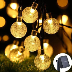 Solar Crystal Globe String Lights 60 LED IP65 Waterproof 8 Modes Garden Decor