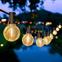 DAYBETTER 50ft Outdoor String Lights with 25 G40 Vintage Bulbs – Waterproof