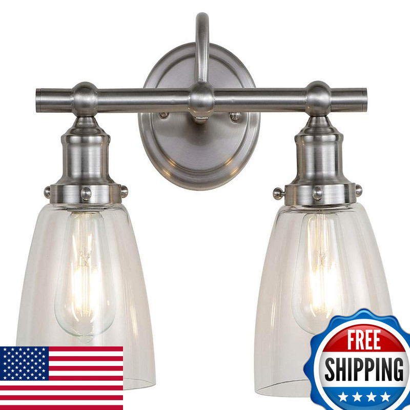 Safavieh Scn4045A Layton Brush Nickel And Clear 2-Light Bathroom Led Bulbs