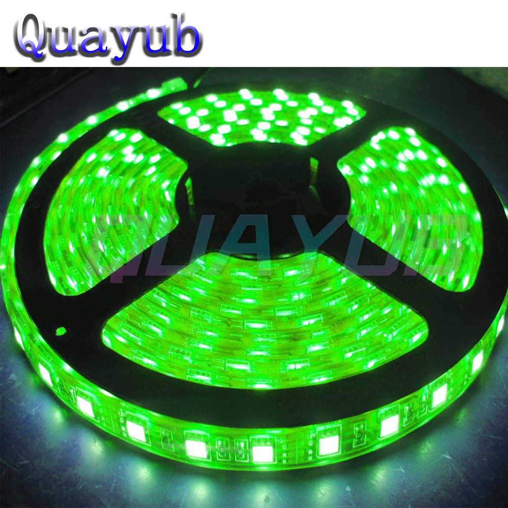 LED Light Strip Green 300LED 2835 16.4Ft Roll 5M 12V Rope Light Adhesive Back