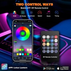 Jushope Interior Car LED Strip Lights with Wireless APP and Remote Control, RGB
