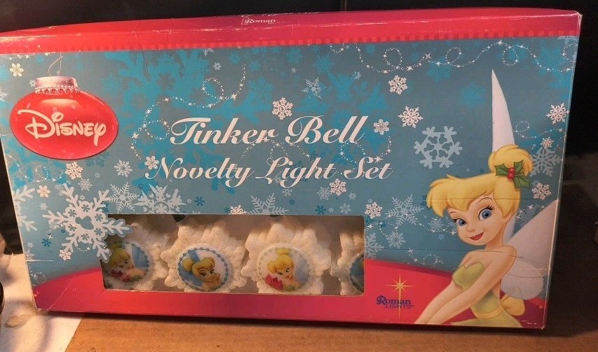 NIB Disney Tinkerbell 10!String Lights Set Vintage Star Shape Plug in 11.5 ft