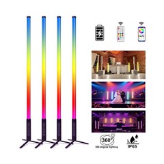 4Pack Professional 360 DJ Tube Light Bar Stand with Case Battery Powered IP65…