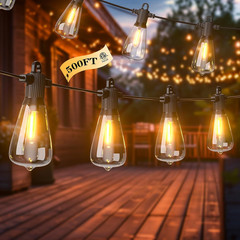 100FT Solar String Lights Outdoor Waterproof IP65 with Usb-Charging , Solar Powe