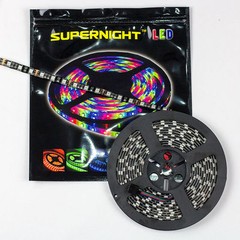 5M 5050 SMD RGB 300LEDs Strip Light Non-Waterproof Black PCB+Controller+DC Power