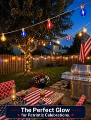 25Ft G40 LED Globe Lights Red White Blue Waterproof Patriotic String Lights 27 B