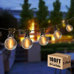 DAYBETTER 50ft Outdoor String Lights with 25 G40 Vintage Bulbs – Waterproof