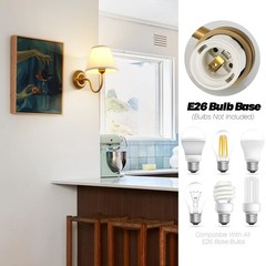 SongCiLT Vintage Curved Arm Fabric Wall Sconce Linen Cloth Shade for Bedroom