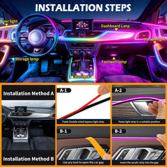 Dreamcolor Acrylic Interior Car LED Strip Lights with App&Remote