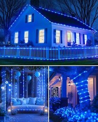 Solar Rope Lights Outdoor Waterproof LED PVC Tube Blue Fairy String Light Garden