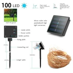 Color LEDs Solar Operated Mini Copper Wire String Fairy Lights Xmas Party Decora