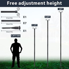 Euijoip 10Ft String Light Poles Spiral Ground Stakes 38Mm Adjustable Height