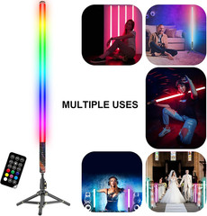 LUXCEO 4Pack RGB Tube Light Bar with Light Stand, Battery Powered LED Video Ligh