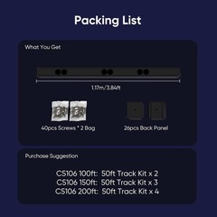 APPECK 50ft Track Kit for Permanent Outdoor Lights Pro C5106 13pc Black Aluminum