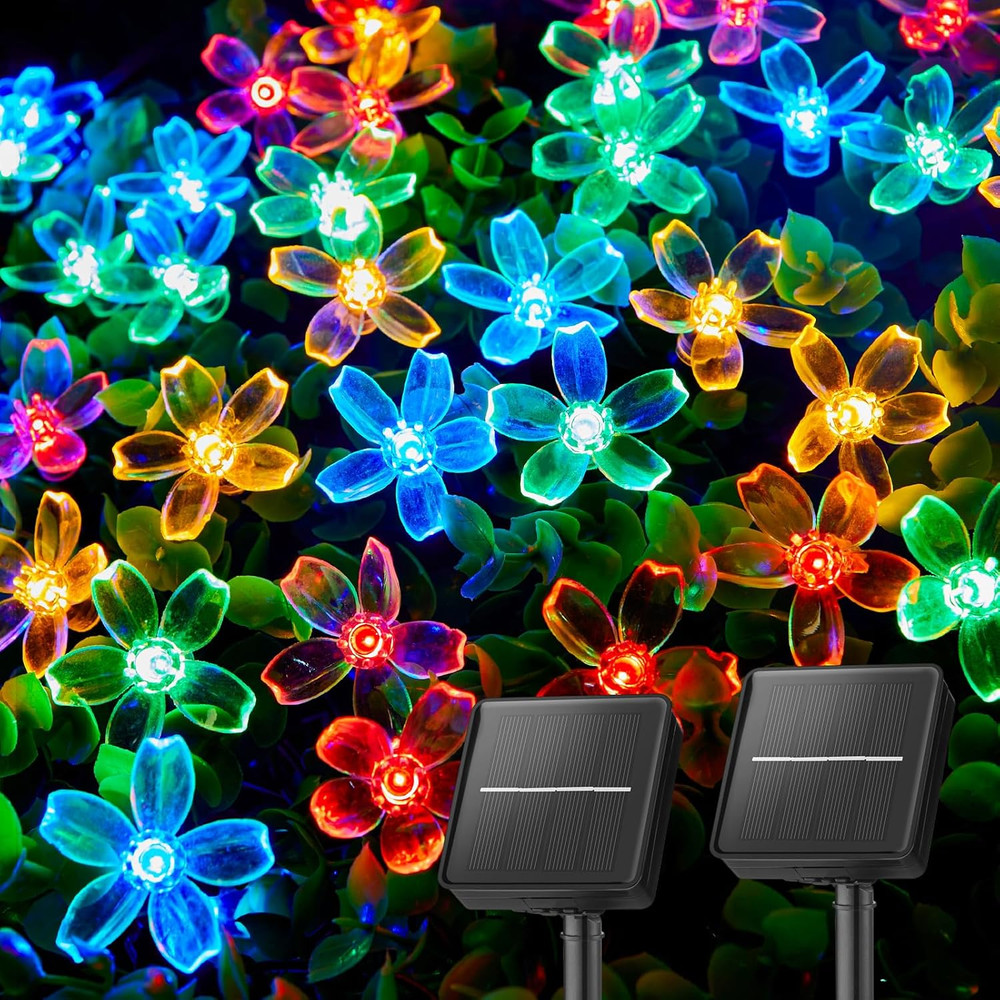 60 LED Flower Solar String Lights Outdoor Waterproof Fairy Lights for Garden Yar