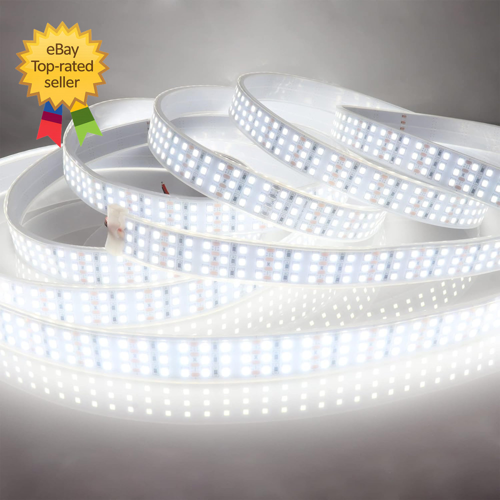 16.4Ft Super Bright Triple Row LED Strip Lights Daylight White 6000K DC12V 1800L