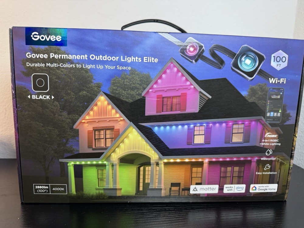 Govee 100ft RGBICW Black Permanent Outdoor Lights Elite FACTORY SEALED