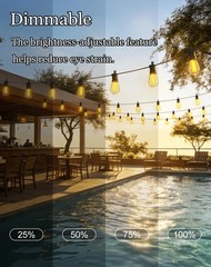 50ft Solar Powered Lights Outdoor Waterproof String Light Outside Patio