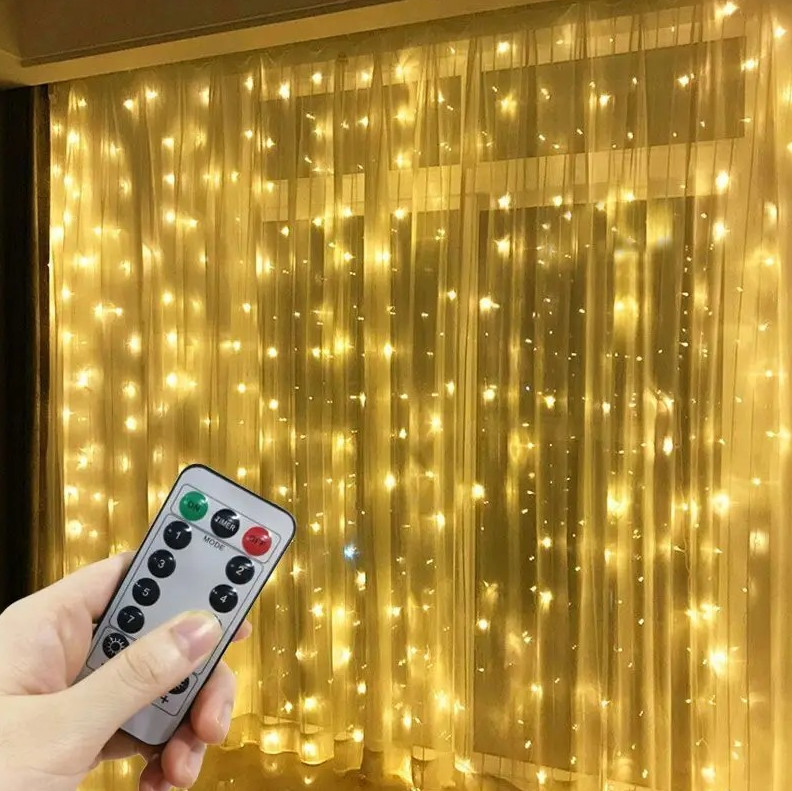 USB LED Curtain String Lights with Remote Control – 100 LED Fairy Lights