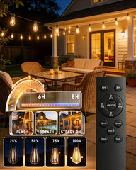 100 FT Solar String Lights Outdoor, 31+2 LED Waterproof Shatterproof Bulbs with