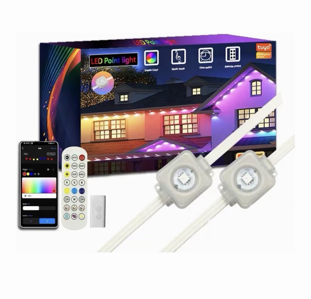 60ft Permanent Outdoor Lights With 36 LED Eaves IP67 Waterproof Smart RGB Lights
