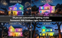 300FT Outdoor Lights with App/Remote Control Eaves Light, DIY LED Scenes Modes