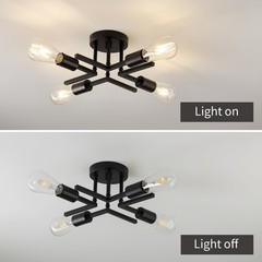 Asgyisa Industrial 4-Lights Semi Flush Mount Ceiling Light Fixture Modern Metal
