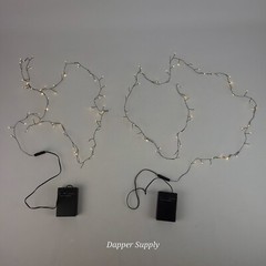 (Set of 2) 60 Mini LED Thin Wire String Fairy Lights Battery Operated Christmas