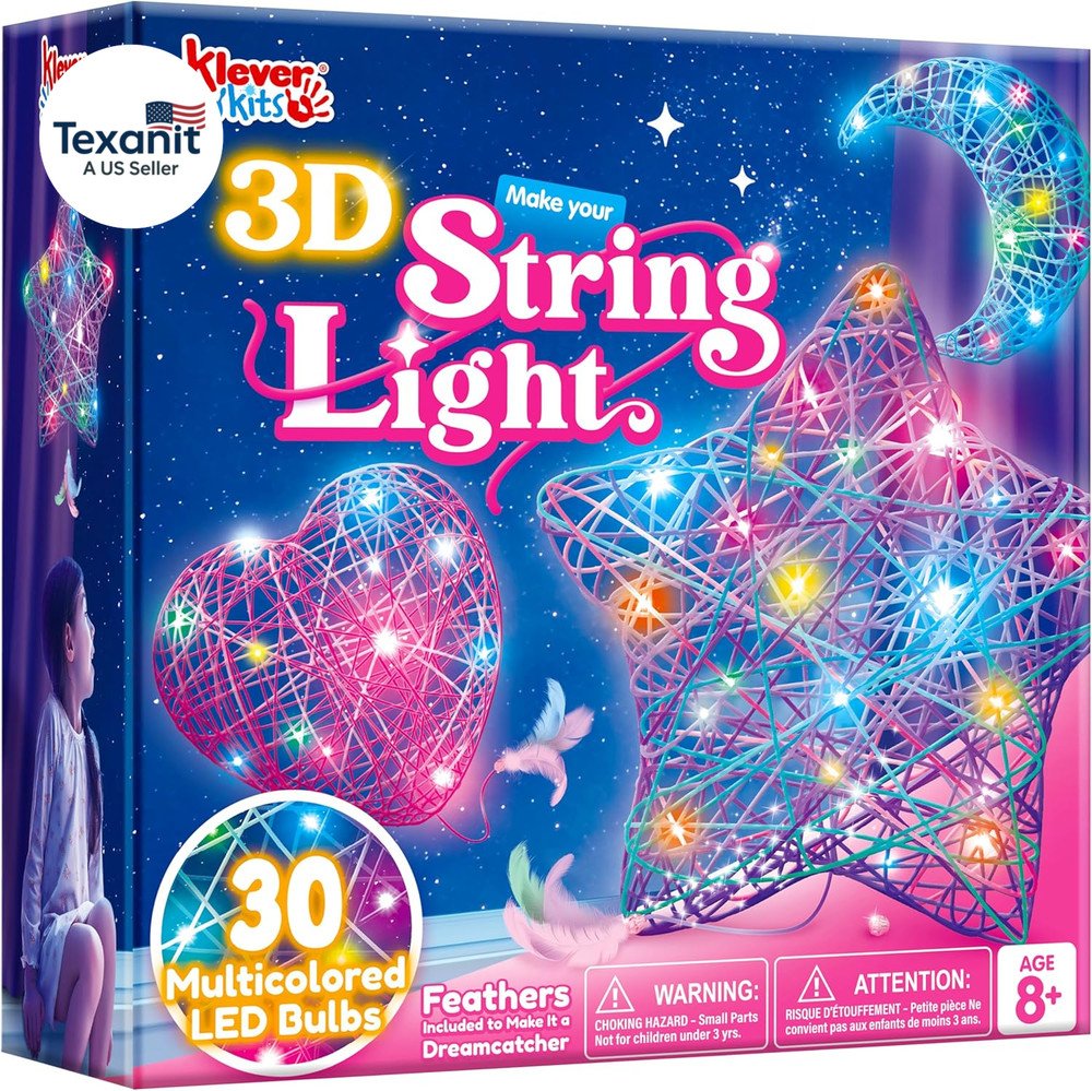 3D String Art Kit for Kids LED Light Craft Set Gift for Boys Girls 8 Plus