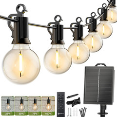 58FT Solar String Lights Outdoor, IP65 Waterproof, Remote, Timer | Patio Lights