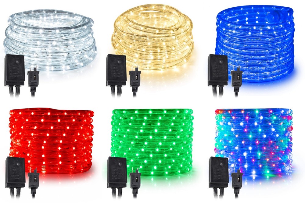 1/2″ Thick LED Rope Light 8 Mode Connectable Waterproof Ourdoor 10′-150’ft ETL
