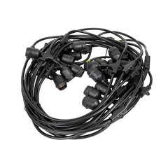 48 foot S14 Suspended Edison Outdoor Patio String, Black Wire, E26 Medium Base