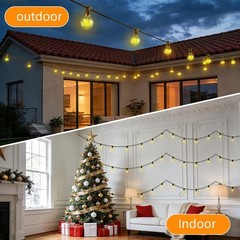 100 FT Guirnalda Cadena Tira De Bombillas Luces LED Para Exterior Patio Jardin