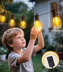 Outdoor String Lights Patio LED Light Outside 50Ft 15M Waterproof Remote