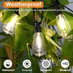 BRIGHTOWN 3-Color in 1 LED Outdoor String Lights with Remote, 100FT Edison –