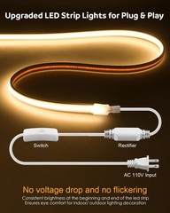 Aclorol 100′ 120V COB Outdoor LED Strip Lights Waterproof IP68 AC 110V High Volt