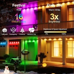 200Ft Permanent Outdoor Lights for House, App & Remote Control, RGB Smart Eaves