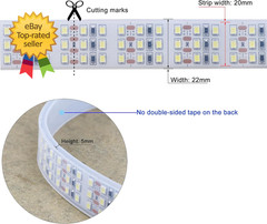 16.4Ft Super Bright Triple Row LED Strip Lights Daylight White 6000K DC12V 1800L