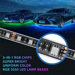 4 Pcs RGB Underglow LED Lights for Cars Truck SUV Golf Cart UTV ATV, 12V Wate…