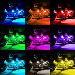 12Pcs Motorcycle RGB LED Neon Under Glow Lights Strip Kit With Remote Control US