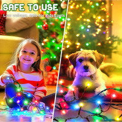 Battery Operated Christmas String Lights 100 LED 33ft, 2 Pack Timer
