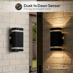 Tesjaso Dusk To Dawn Outdoor Wall Light Modern Up Down Led Wall Sconce Aluminum