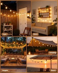 Outdoor String Lights Waterproof LED Patio Globe Hanging Light Backyard Decor