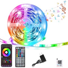 50FT RGB LED Strip Lights – Color Changing, Music Sync, Remote & App Control, DI