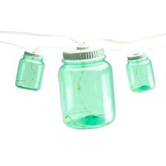 Canning Jars String Party Lights Green Acrylic 10 Twinkling 10-Ft AA Battery NEW