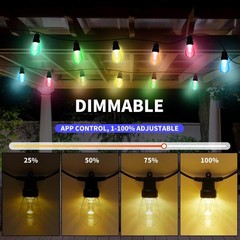 50FT Color Changing Outdoor String Lights APP Remote Waterproof Patio Decor