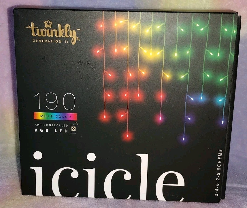 Twinkly Icicle Lights 190 Multicolor RGB LED App-Controlled Holiday Lights Open